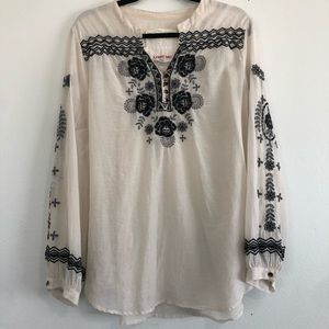 Vintage Johnny Was Silk Floral Embroidered Blouse